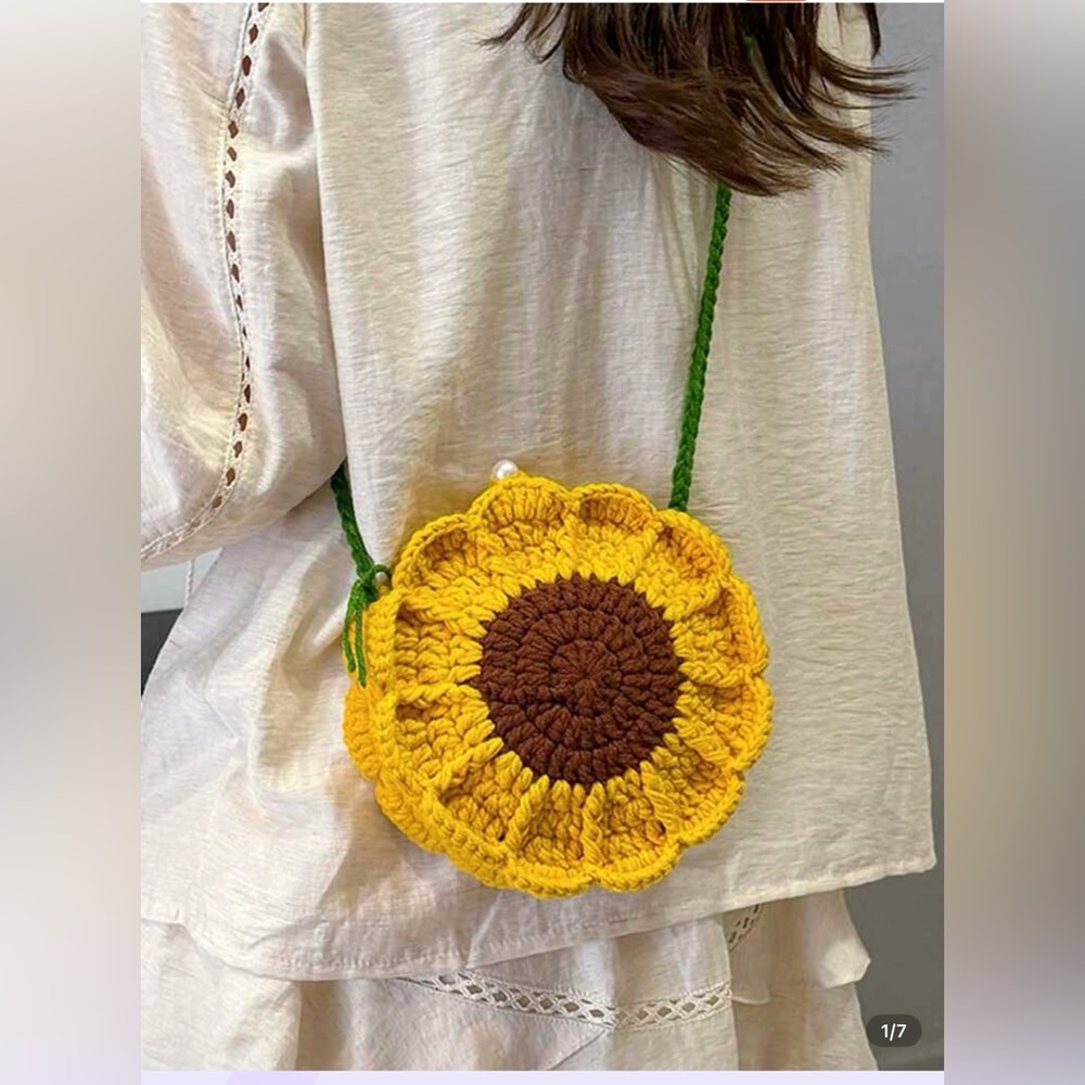 Sunflower Crochet Crossbody Bag